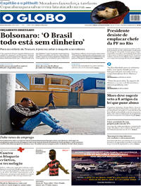 Capa do jornal O Globo 17/08/2019