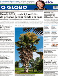 Capa do jornal O Globo 20/10/2019
