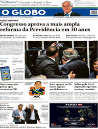 Capa do jornal O Globo 23/10/2019
