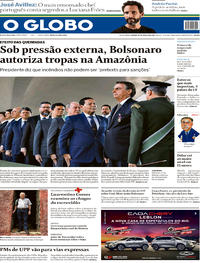 Capa do jornal O Globo 24/08/2019
