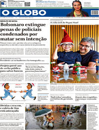 Capa do jornal O Globo 24/12/2019