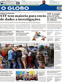 Capa do jornal O Globo 28/11/2019