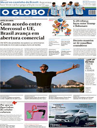 Capa do jornal O Globo 29/06/2019