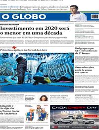 Capa do jornal O Globo 31/08/2019