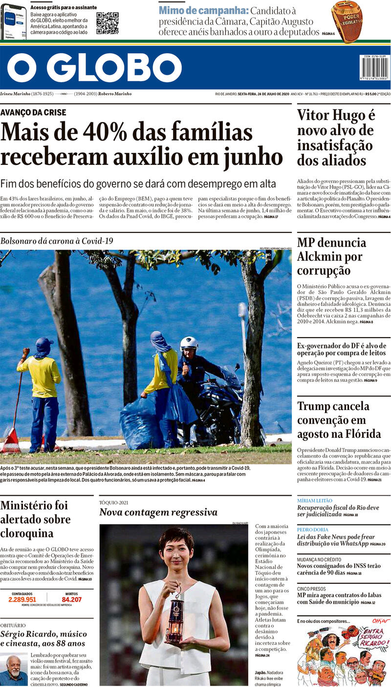 Capa O Globo Edição Sexta24 De Julho De 2020 4515