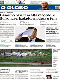 Capa do jornal O Globo 01/04/2020