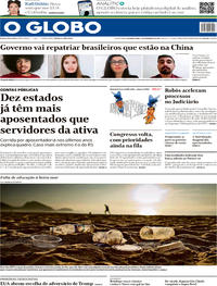 Capa do jornal O Globo 03/02/2020