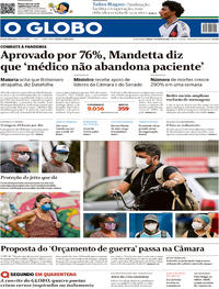 Capa do jornal O Globo 04/04/2020