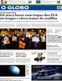 Capa do jornal O Globo 08/01/2020