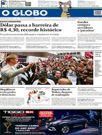 Capa do jornal O Globo 08/02/2020