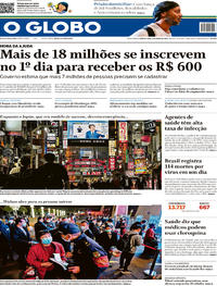 Capa do jornal O Globo 08/04/2020