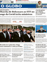 Capa do jornal O Globo 08/05/2020