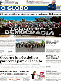 Capa do jornal O Globo 08/06/2020