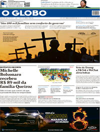 Capa do jornal O Globo 08/08/2020