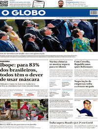 Capa do jornal O Globo 08/09/2020
