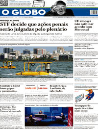Capa do jornal O Globo 08/10/2020