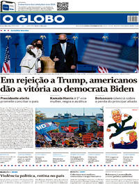 Capa do jornal O Globo 08/11/2020