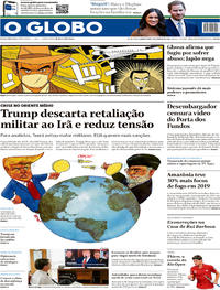 Capa do jornal O Globo 09/01/2020
