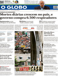 Capa do jornal O Globo 09/04/2020