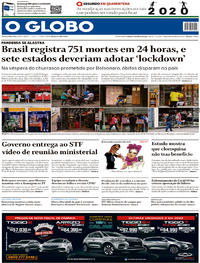 Capa do jornal O Globo 09/05/2020
