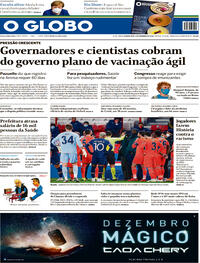 Capa do jornal O Globo 09/12/2020