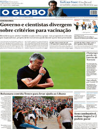 Capa do jornal O Globo 10/08/2020