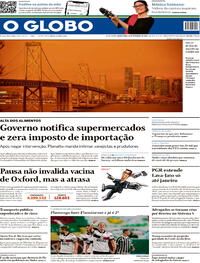 Capa do jornal O Globo 10/09/2020