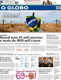 Capa do jornal O Globo 12/06/2020