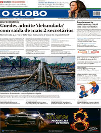 Capa do jornal O Globo 12/08/2020