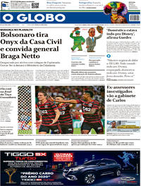 Capa do jornal O Globo 13/02/2020