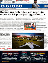 Capa do jornal O Globo 13/05/2020