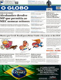 Capa do jornal O Globo 13/06/2020