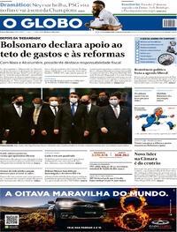 Capa do jornal O Globo 13/08/2020