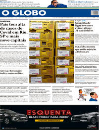Capa do jornal O Globo 13/11/2020
