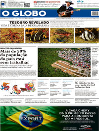 Capa do jornal O Globo 14/06/2020