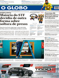 Capa do jornal O Globo 14/10/2020