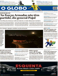 Capa do jornal O Globo 14/11/2020