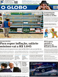 Capa do jornal O Globo 15/01/2020