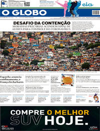 Capa do jornal O Globo 15/03/2020