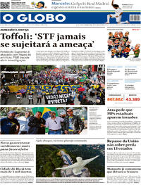 Capa do jornal O Globo 15/06/2020