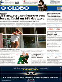 Capa do jornal O Globo 15/07/2020
