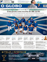 Capa do jornal O Globo 16/02/2020
