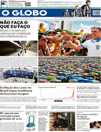 Capa do jornal O Globo 16/03/2020