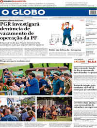 Capa do jornal O Globo 18/05/2020