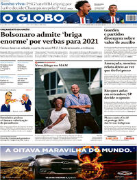 Capa do jornal O Globo 19/08/2020
