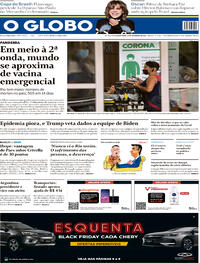 Capa do jornal O Globo 19/11/2020