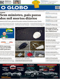 Capa do jornal O Globo 20/05/2020