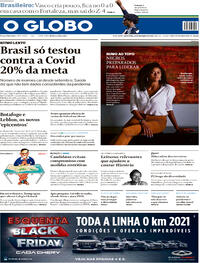Capa do jornal O Globo 20/11/2020