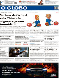 Capa do jornal O Globo 21/07/2020