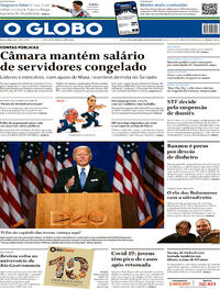 Capa do jornal O Globo 21/08/2020